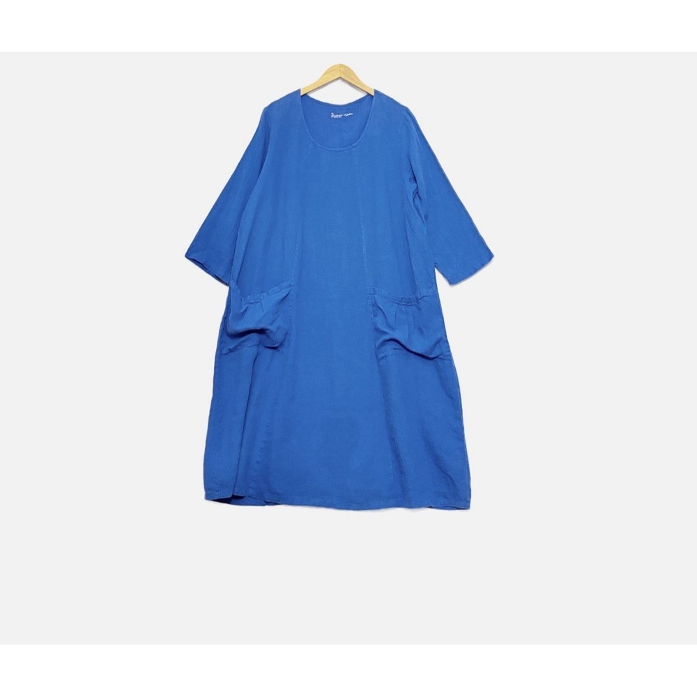 Gudrun Sjoden Maxi Dress XL 100% Linen Lagenlook Moti Lagom Artsy Oversized